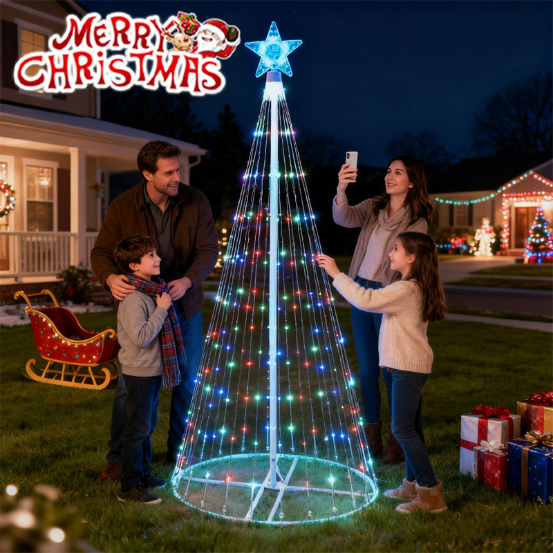 Outdoor Lighting Tree - Solar-Powered LED Waterfall String Lights Christmas