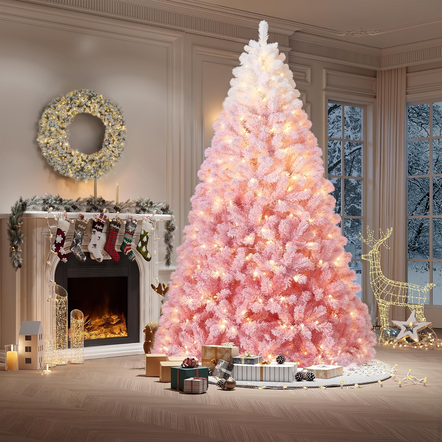 Outdoor Lighting Tree - 9Ft Pre-Lit Artificial Christmas Tree, 100