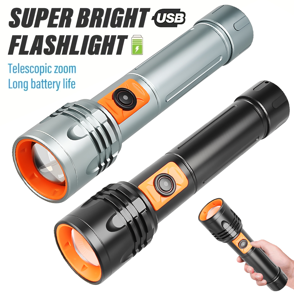 Outdoor Lighting Lanterns - High Power LED Flashlight USB Rechargeable