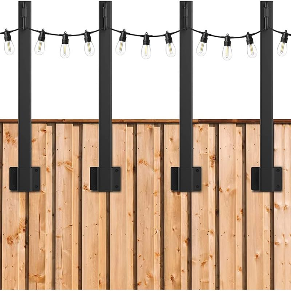 Outdoor Lighting For Fence - 4 Pcs Metal String Light Poles