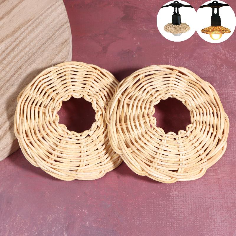 Outdoor Lighting Vintage - 2Pcs Handwoven Rattan Lampshade Vintage Chandelier