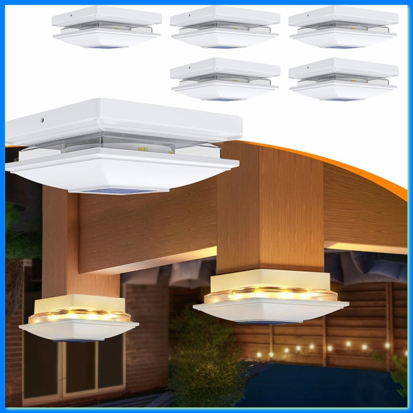 Outdoor Lighting For Fence - 4 Pack Solar Post Cap Lights