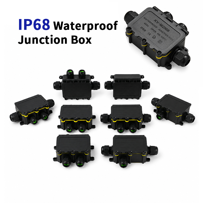 Outdoor Lighting Extension Cord - IP68 Waterproof Junction Box 2-8 Way