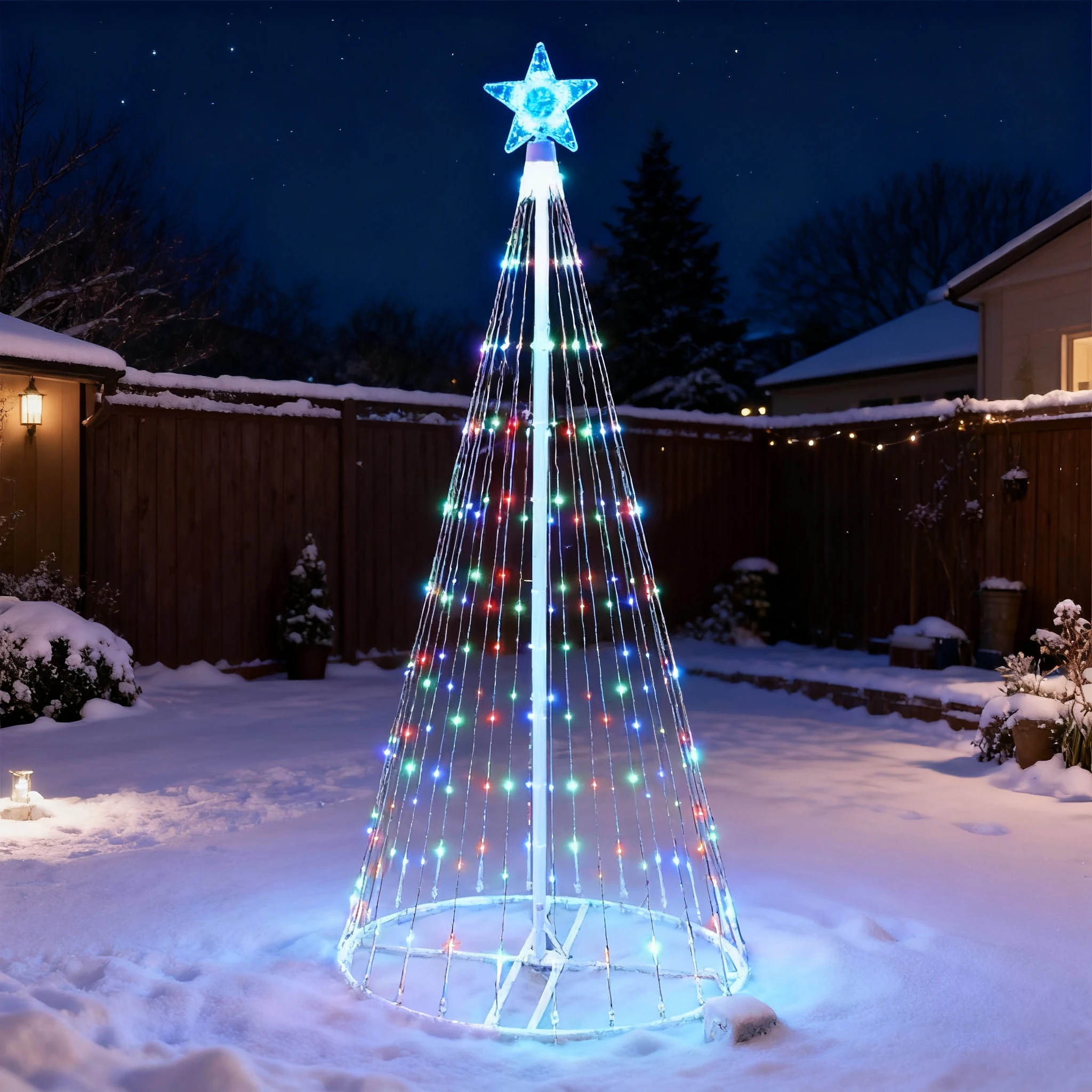 Solar-Powered LED Waterfall St - огляд і ціна Outdoor Lighting Tree
