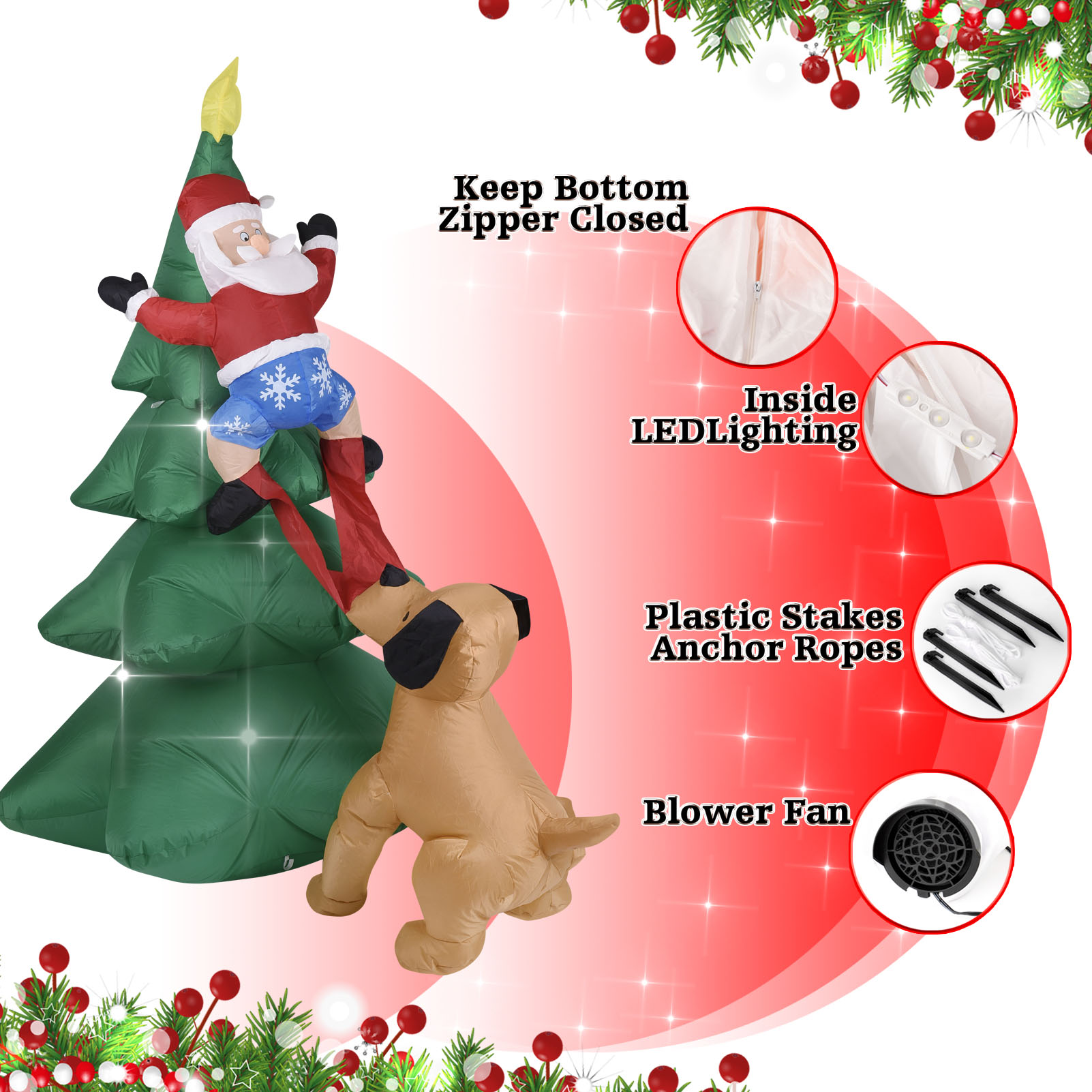 Christmas Inflatable Dog  w/Sa - огляд і ціна Outdoor Lighting Tree