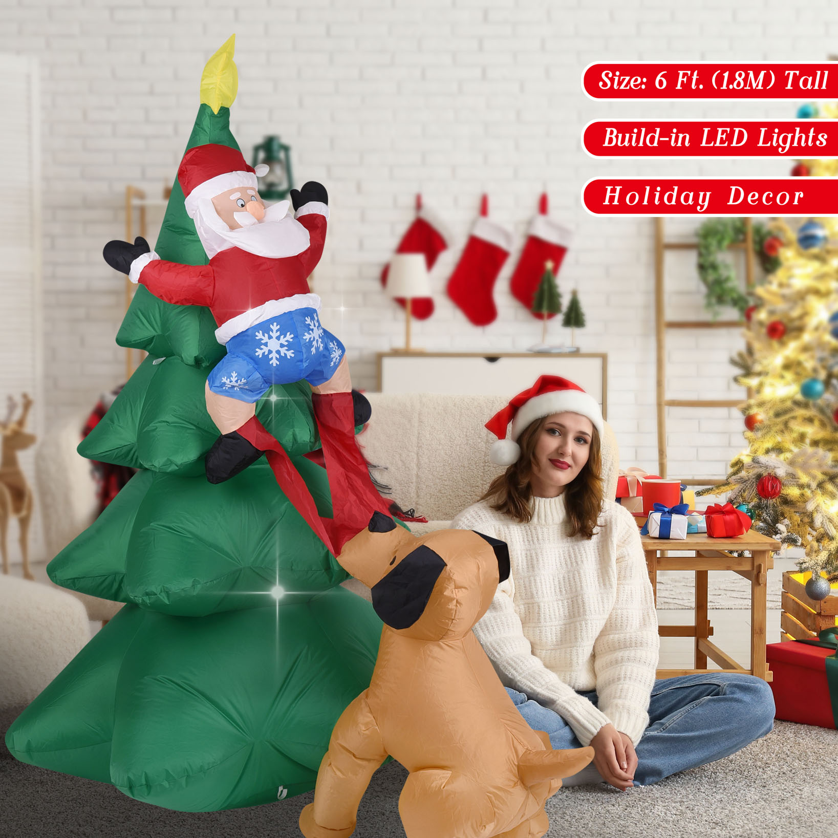 Christmas Inflatable Dog  w/Sa - огляд і ціна Outdoor Lighting Tree