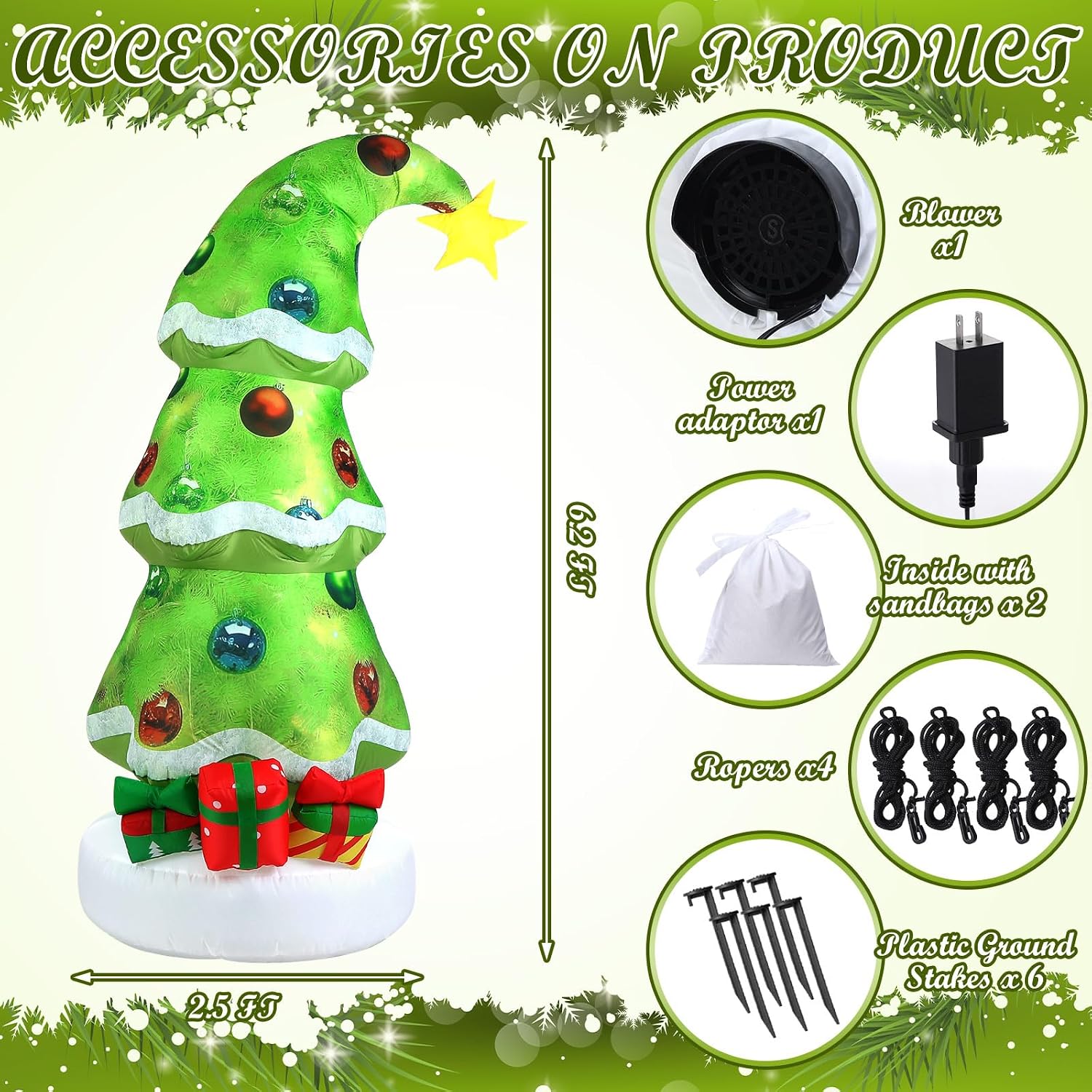 Lime Green 6.9ft Outdoor Infla - огляд і ціна Outdoor Lighting Tree