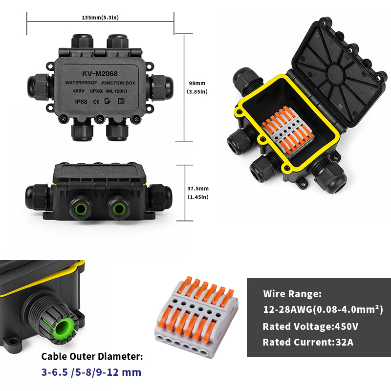 IP68 Waterproof Junction Box 2 - огляд і ціна Outdoor Lighting Extension Cord
